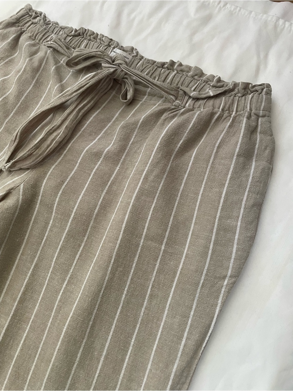 Beachlunchlounge Linen Blend Pinstripe Drawstring Pants XL Coastal Boho Casual - Picture 6 of 11